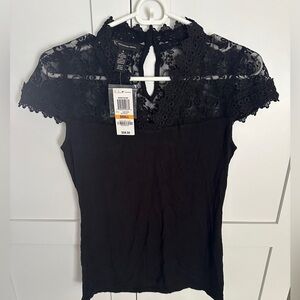 INC international concepts, black lacy top NWT size small